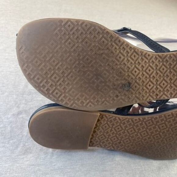 Tory Burch Miller Sandals Shoes Black Patent Leather 9 M - Picture 12 of 13